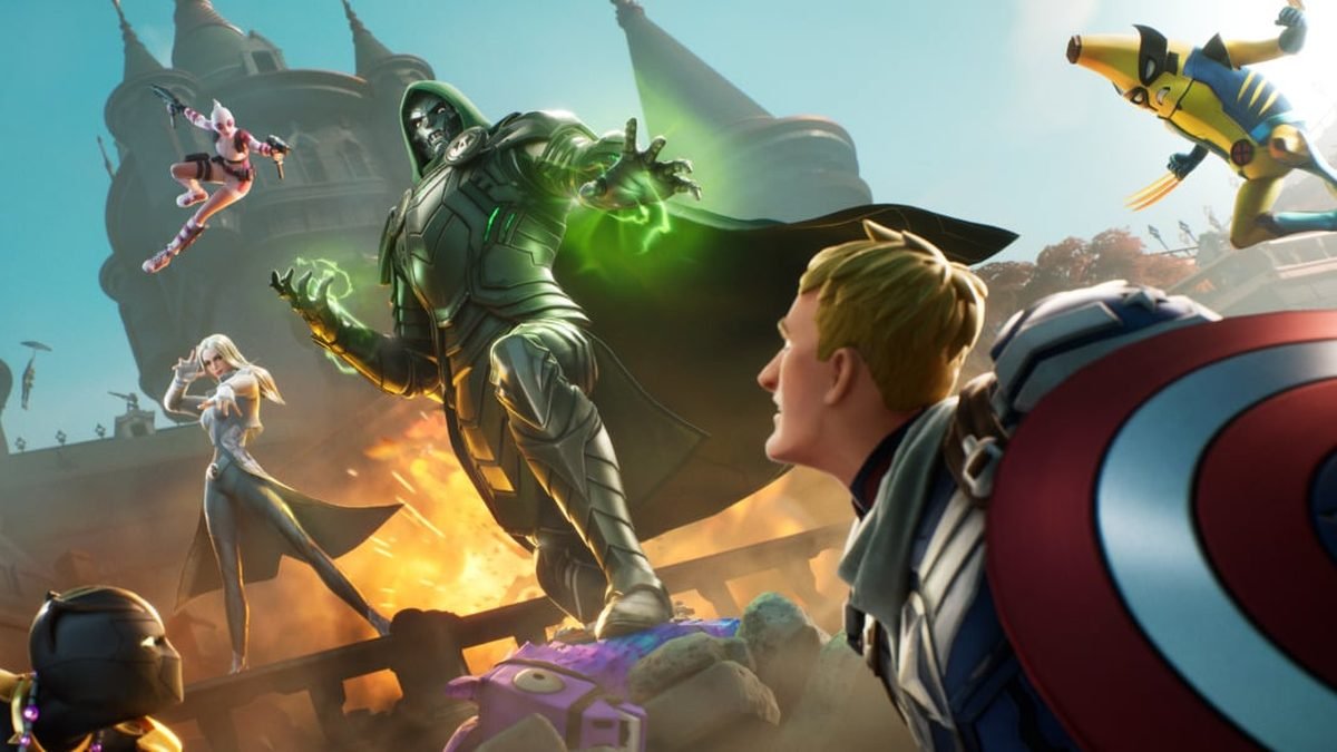 Arte de Fortnite com personagens de Marvel e Star Wars