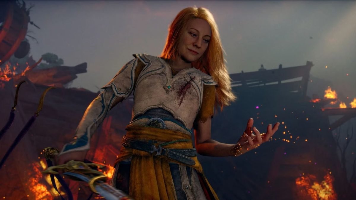Arte de God of War Laufey com Faye