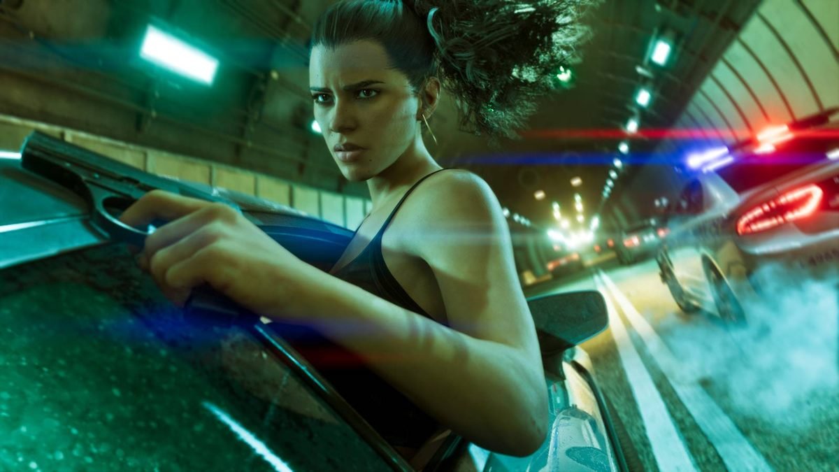 Imagem de GTA 6 mostrando Lucia, uma das protagonistas do jogo da Rockstar