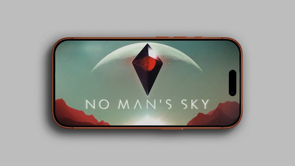 Tela de No Man's Sky rodando em um iPhone