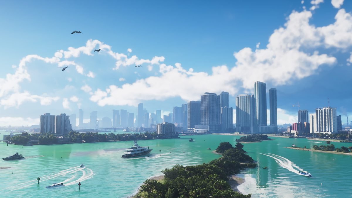 Imagem da cidade de Vice City na seção Only in Leonida do site oficial de GTA 6